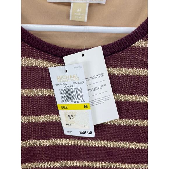Michael Kors Women’s M‎ Metallic Stripe Pullover Sweater Purple Long Sleeve NWT - Picture 4 of 9